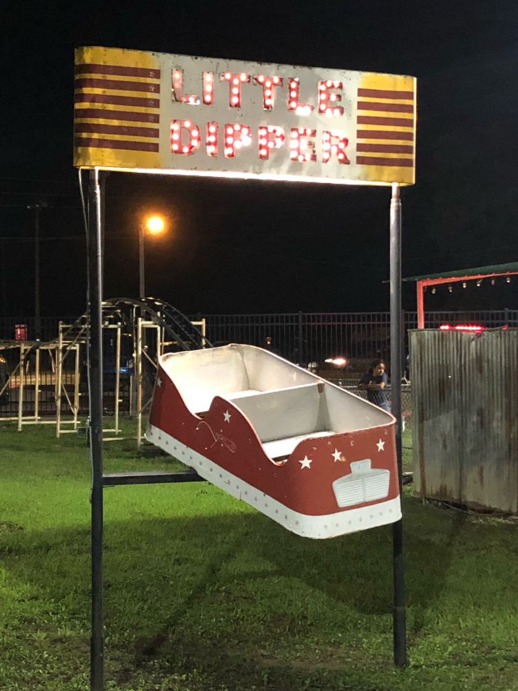 A display of a coaster car from the Little Dipper