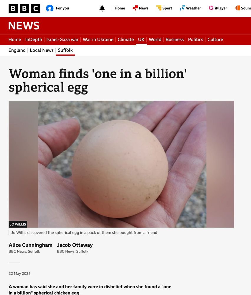 Woman finds 'one in a billion' spherical egg 