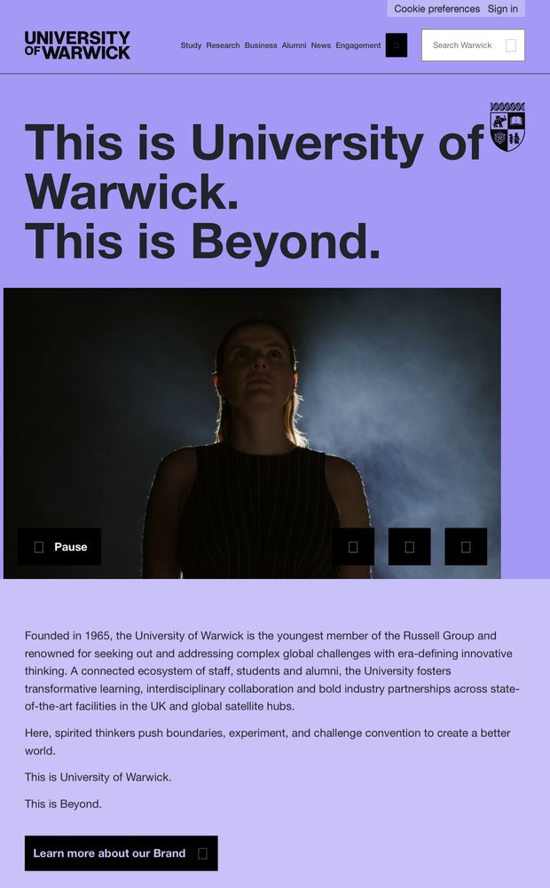 Front page of Warwick.ac.uk