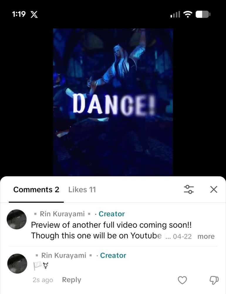 A screenshot from tiktok comments showing a white flag and another gender symbol in place of what was the trans flag