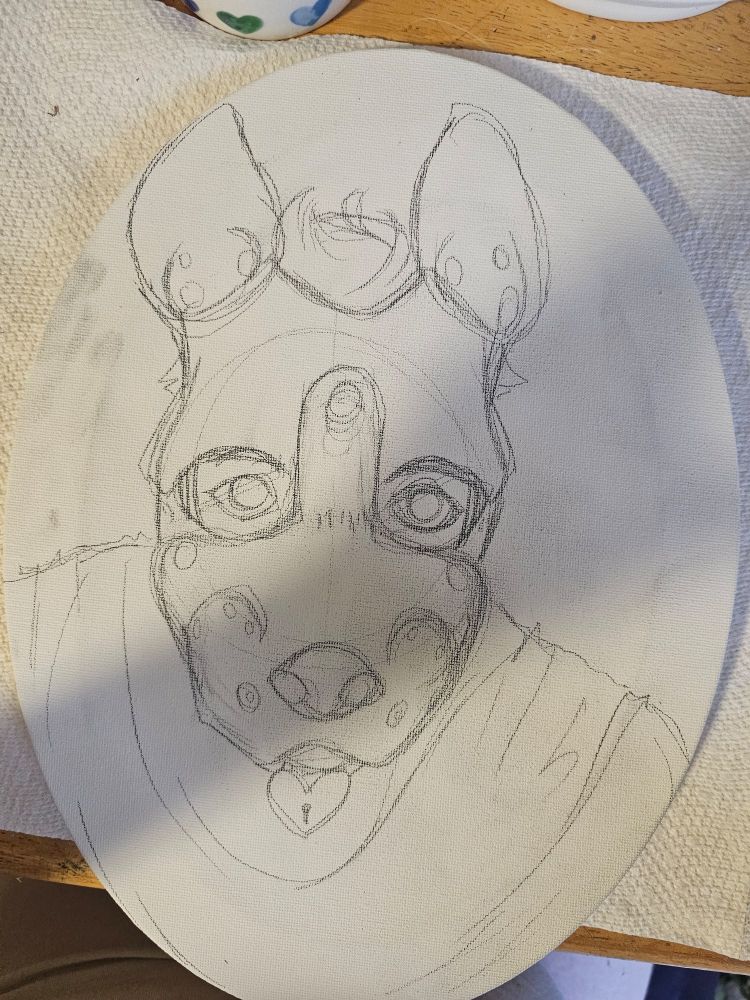 wip painting sketch of gb hood