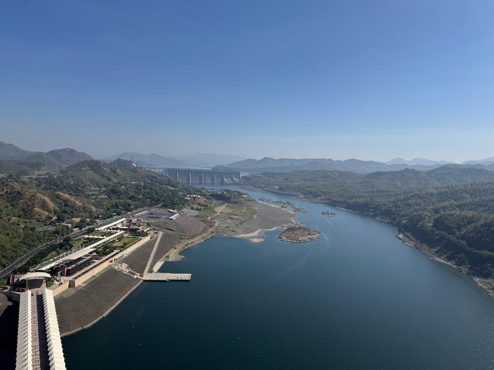 View of Sardar Sarovar Dam from the Statue of Unity