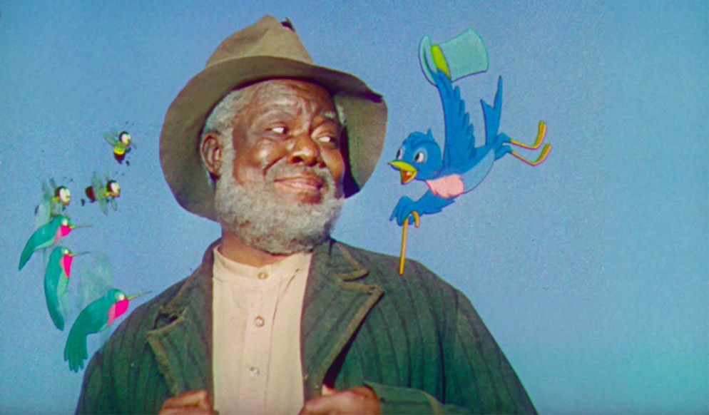 Disney's 1946 film Song of the South, during the musical number "Zip-a-Dee-Doo-Dah." In this sequence, Uncle Remus sings while Mr. Bluebird perches on his shoulder.