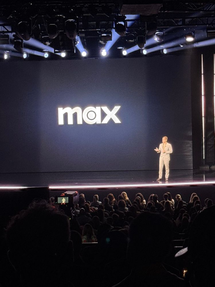 Casey Bloys in front of a Max logo 
