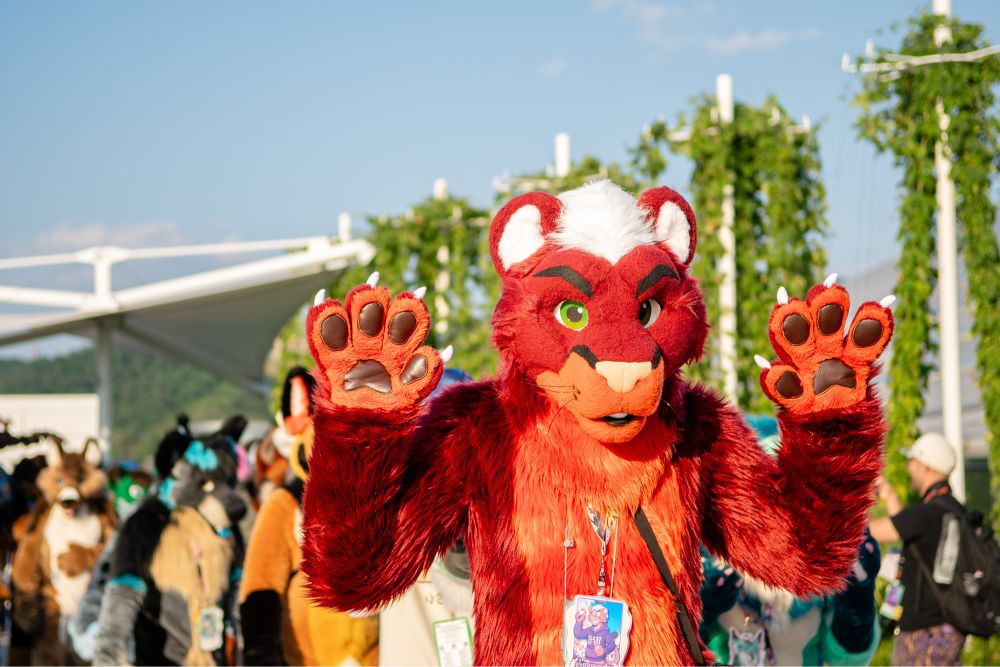 me fursuiting on the roof at Anthrocon 2025