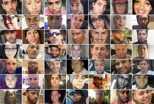 A photo collage featuring the victims of the Pulse shooting in Orlando.
