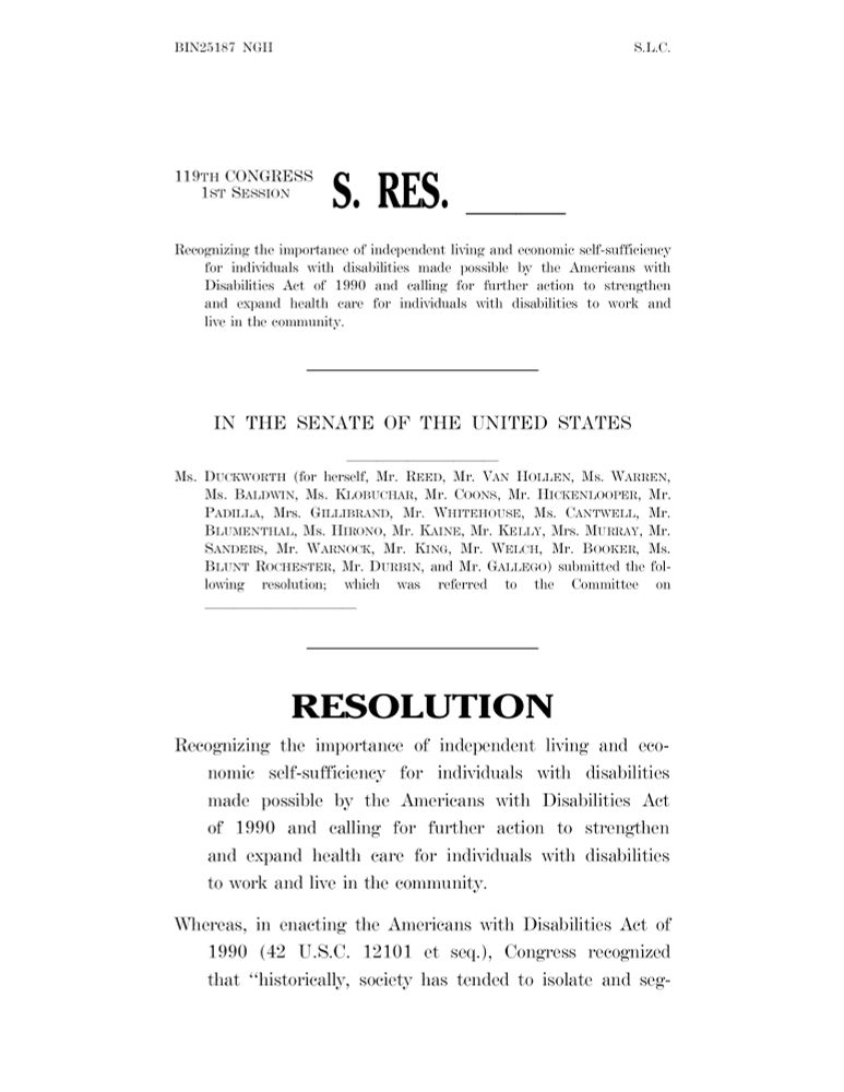 Text of Senator Duckworth’s resolution to commemorate the 35th anniversary of the Americans with Disabilities Act.