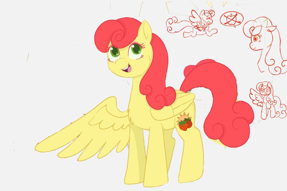 Drawings and doodles of Strawberry Sunset from the previous photo but without the screenshot in the background 