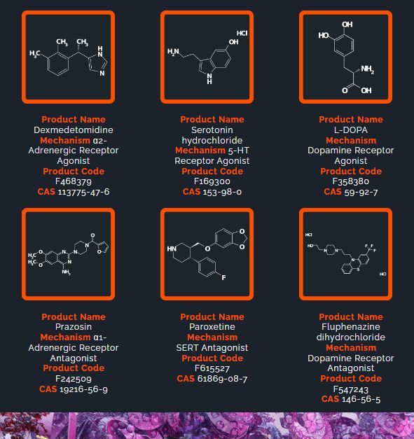 Selection of structures and product details of GPCR modulators available in the Fluorochem catalogue.