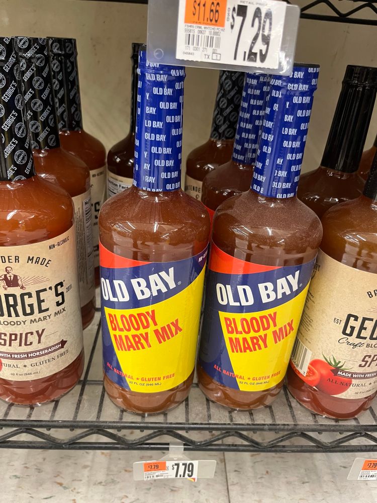 Two bottles of Old Bay Bloody Mary Mix 
