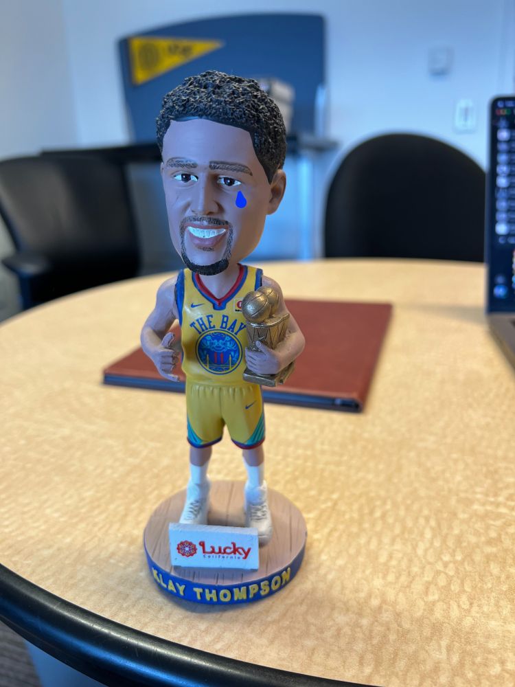 Klay Thompson Warriors bobblehead with a single tear