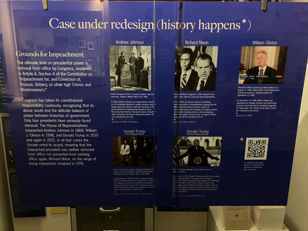 Close up of exhibit on Impeachment at the Smithsonian (2023)
