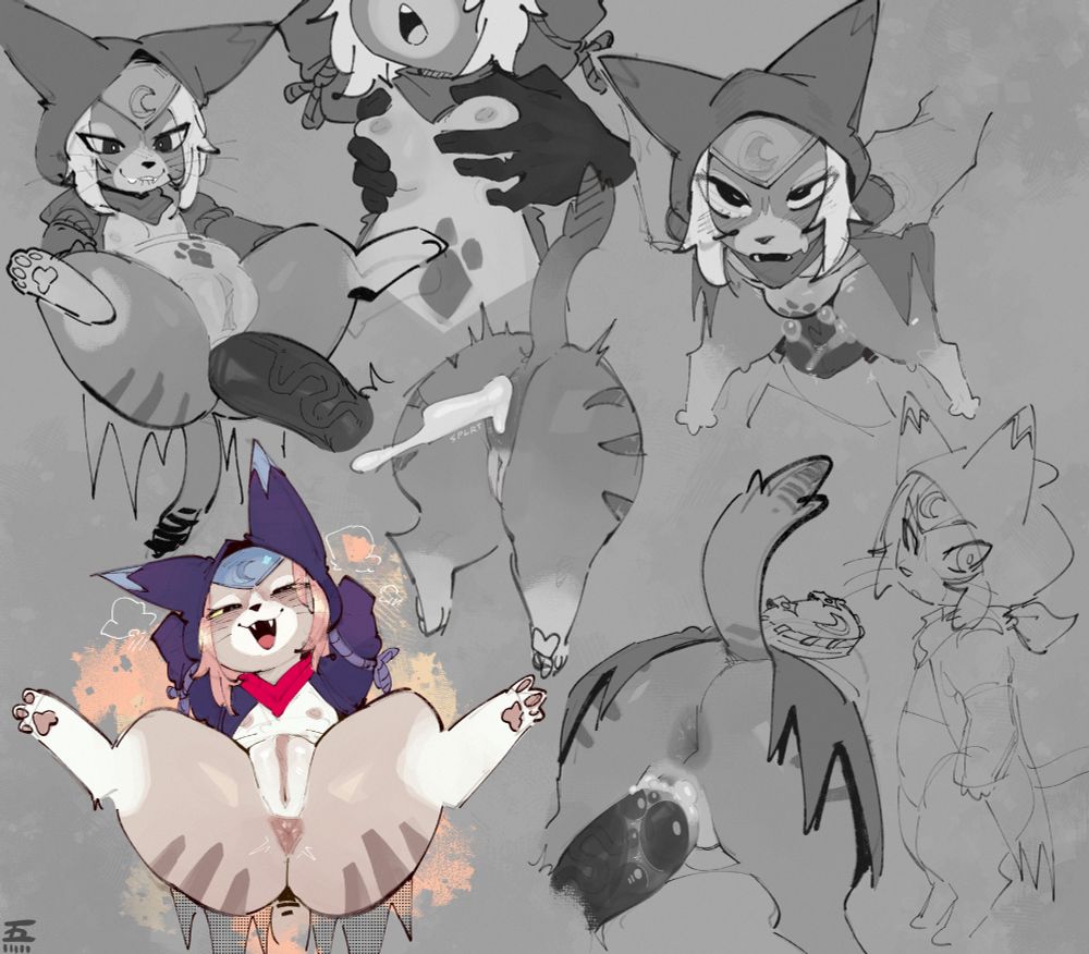 sketch page of Tsukino from Monster Hunter getting her holes penetrated.

I draw that crest on her headband wrong all the time
