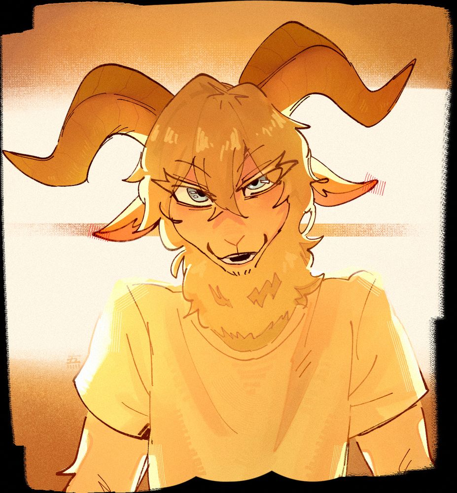Pina from Beastars bathed in a gold light because he is perfect and i love him 