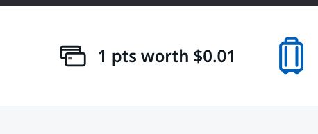 chase ultimate rewards website app showing "1 pts worth $0.01"