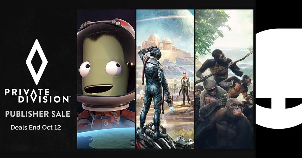 Promotional banner for Private Division Publisher Sale, featuring three video game graphics.