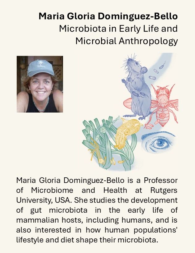 Maria Gloria Dominguez-Bello is a Professor of Microbiome and Health at Rutgers University. She studies the development of gut microbiota in the early life of mammalian hosts, including humans, and is also interested in how human populations' lifestyle and diet shape their microbiota.