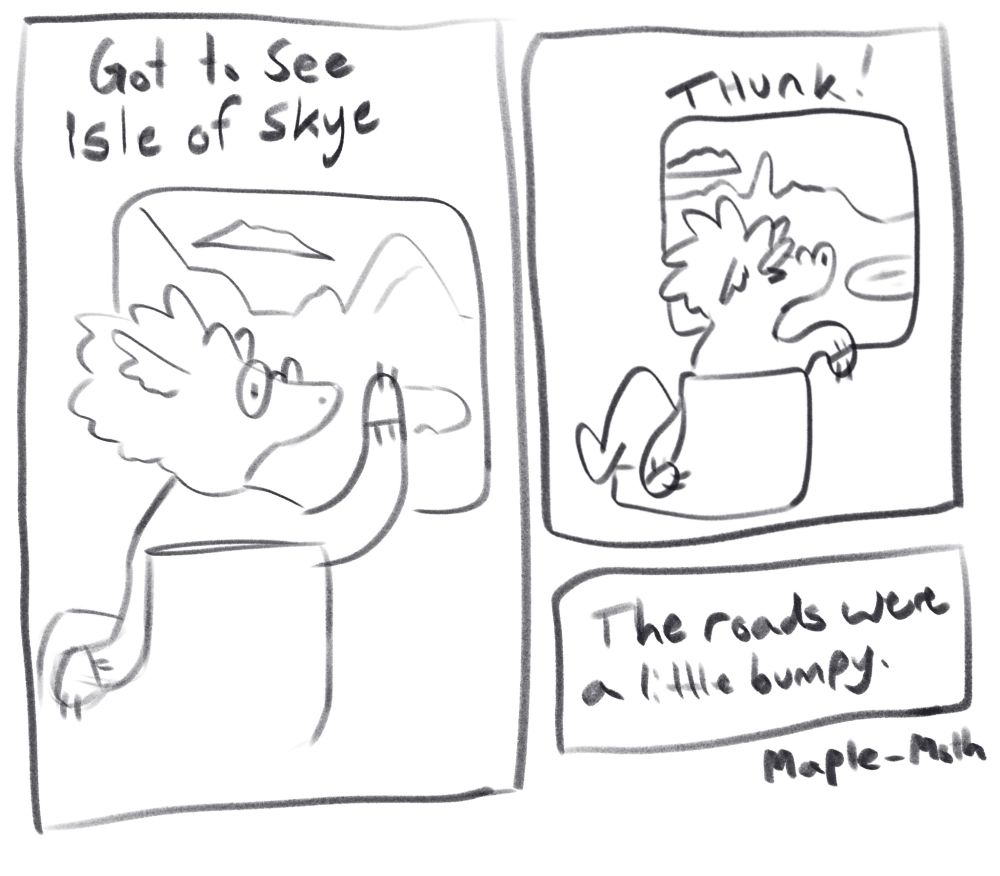 creature looks out bus window then bus shakes and creature smacks snoot on window