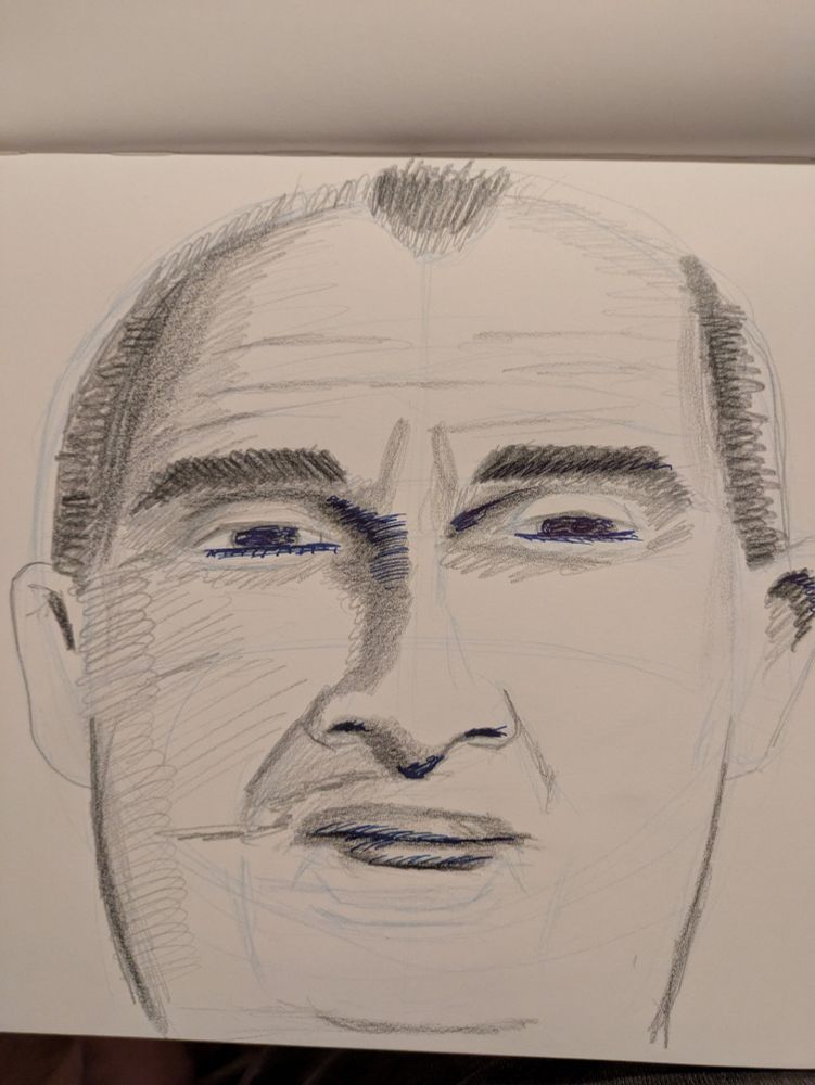 Awful pencil drawing of The Penguins face from the HBO show. 