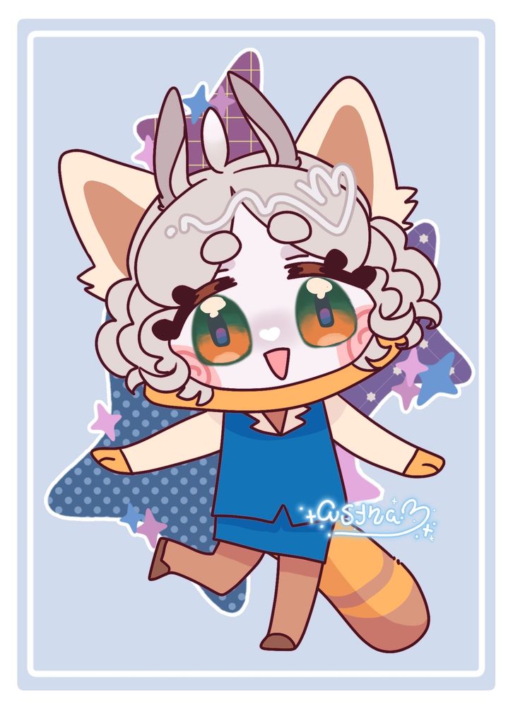 a sanrio doodle of @pakka.gay dressed as aggrestuko from the animated series on netflix by the same name. she has her hands out from her side and one leg up as she balances on the other