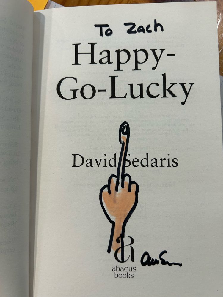 David Sedaris gives me the finger (signed book edition)