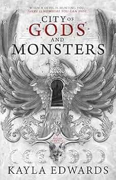 Cover to the book City of Gods and Monsters by Kayla Edwards. No spoilers, but I'm still reeling at just the fact that the romantic leads are mature and talk shit out!! Sure, Mortifer is no Kingsley, but he has his charms. IYKYK. 