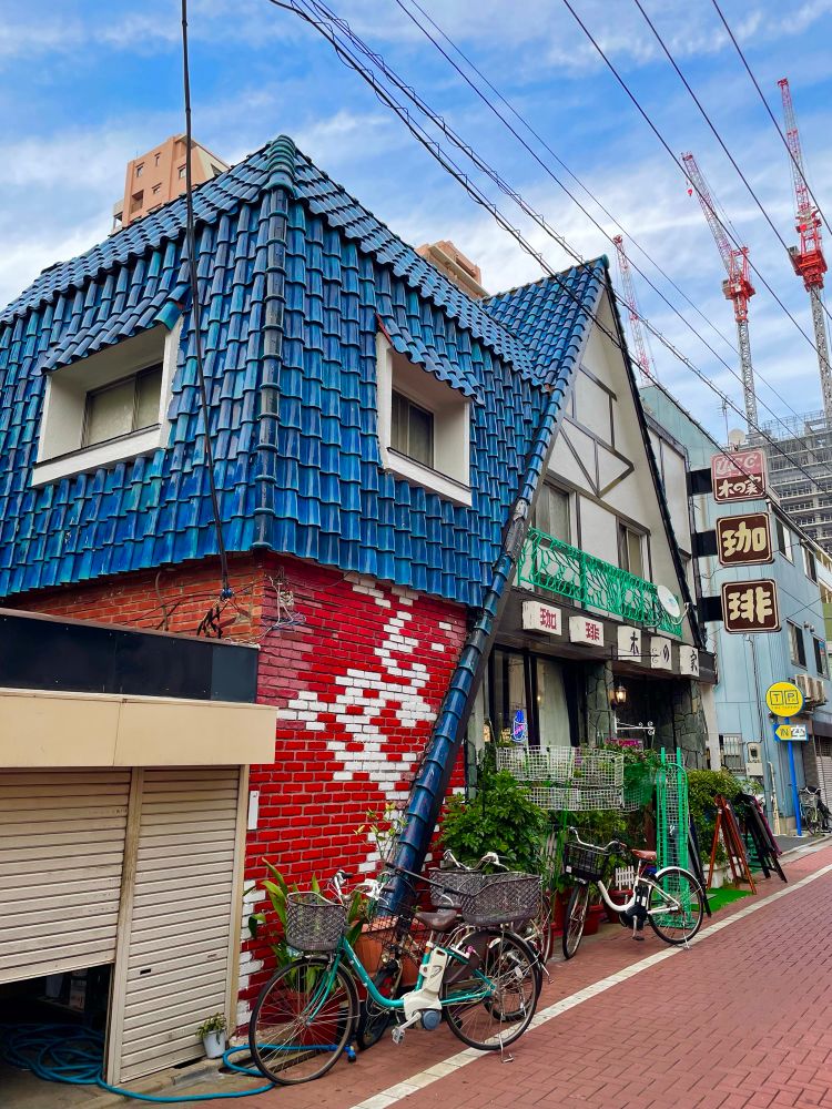 Blue tiled coffee shop in Koiwa, Tokyo