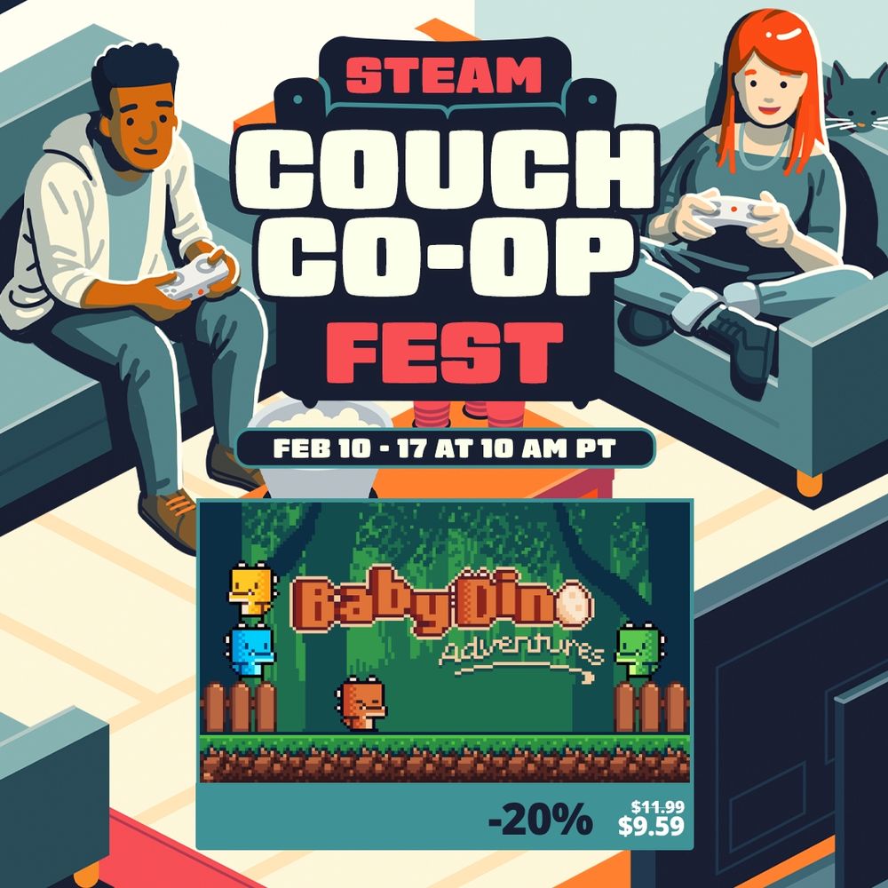 Baby Dino Adventures 🦖 is -20% off during the Steam Couch Co-op Fest.