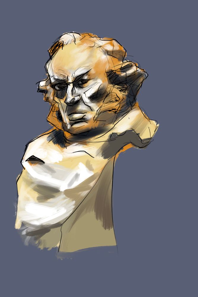 A loose study of a marble bust