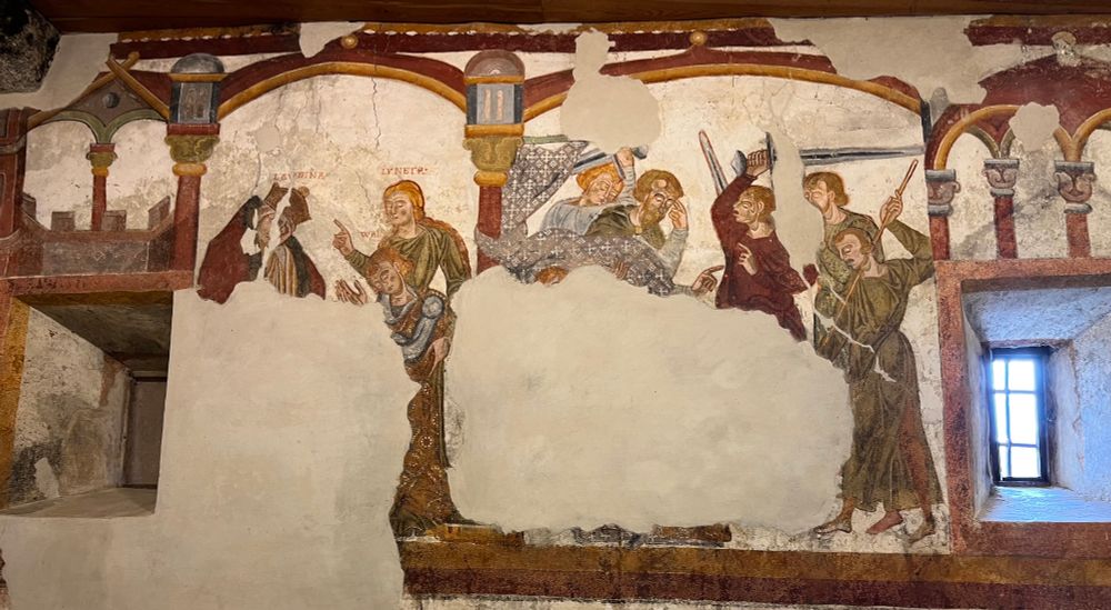Wall painting depicting the Iwein story