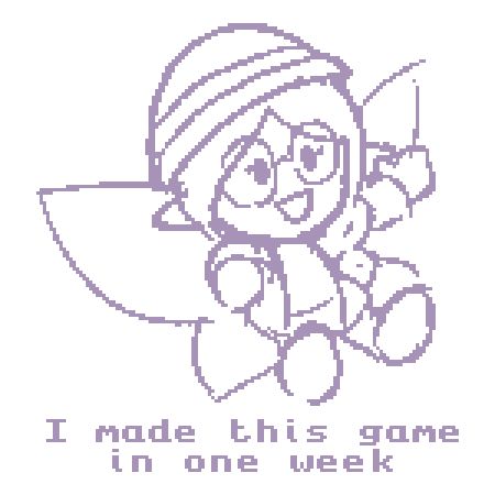 A sketchy pixel doodle of Ashley the fairy with the text "I made this game in one week"