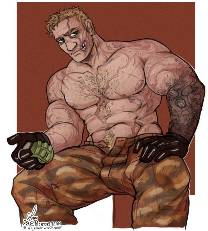 big boy fat tits Ghost call of duty playing with a grenade, he's got tan camo pants and did i mention his fat tits?