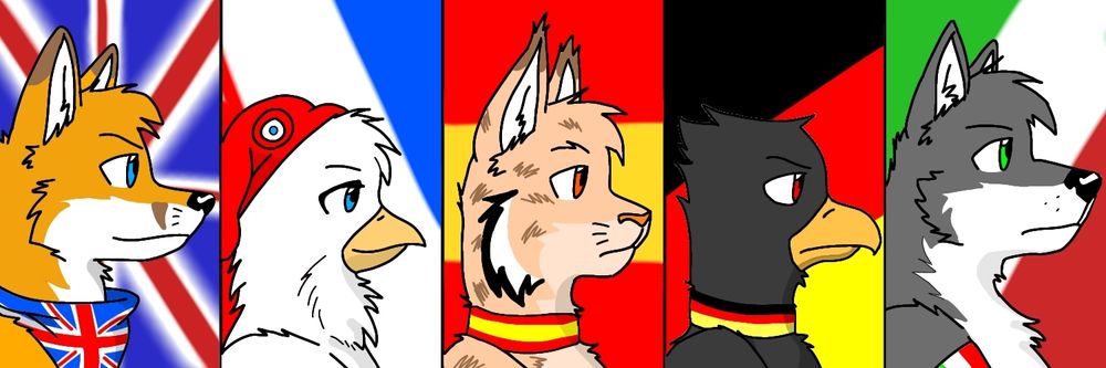 Five OCs representing countries from Europe as their national animals.

Cinco personajes personales que representan países de Europa como sus animales nacionales.