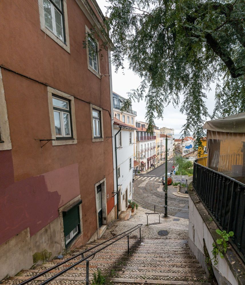 I side alley looking at a curvy street