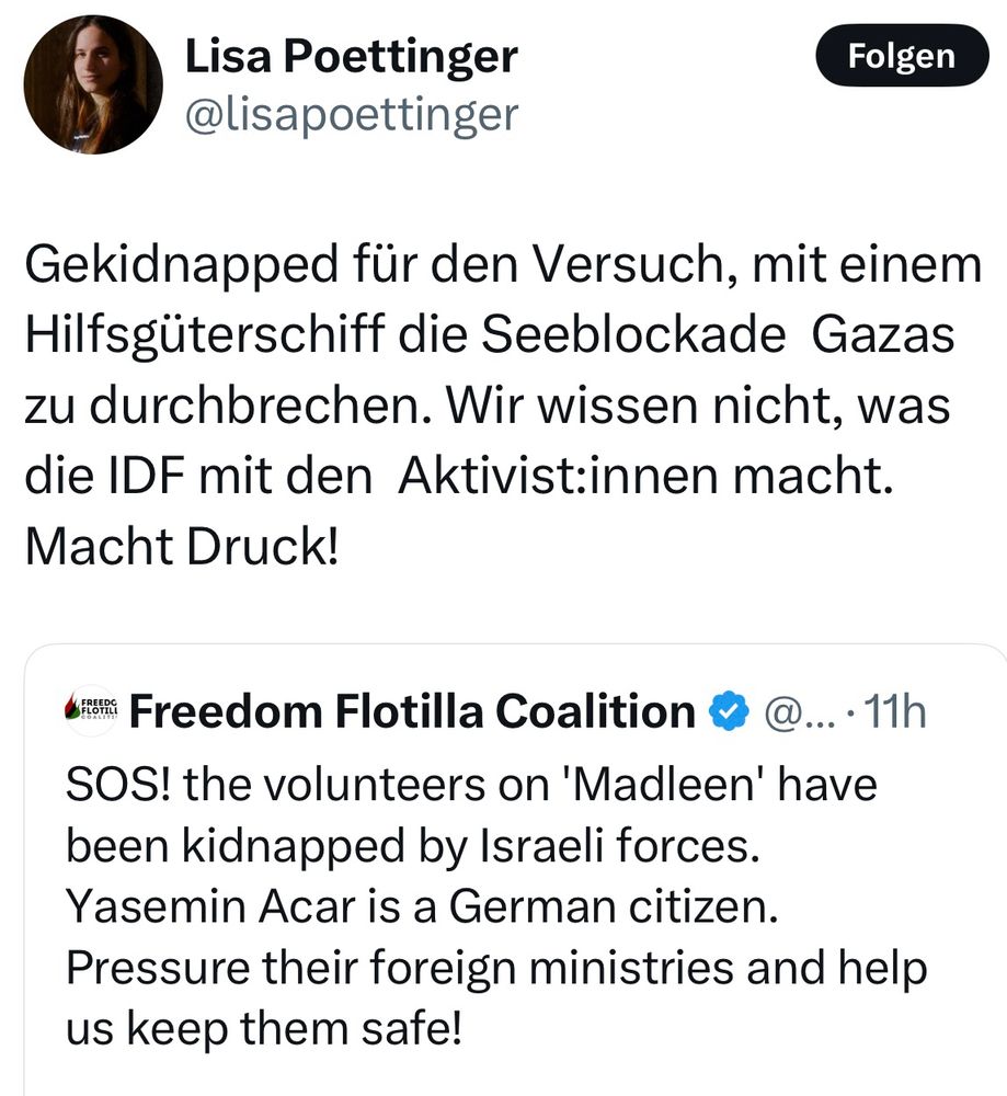 Screenshot eines Tweets von Lisa Poettinger
