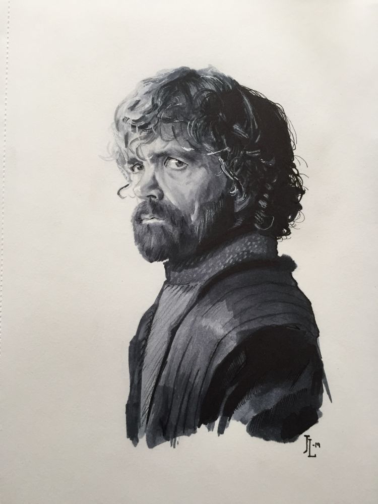 An ink and marker drawing of Tyrion from Game of Thrones.