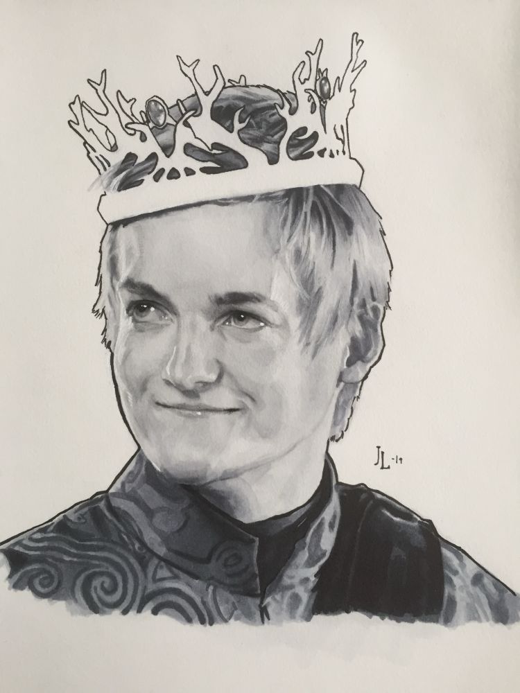 An ink and marker drawing of Joffrey from Game of Thrones.