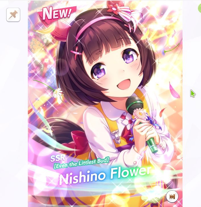 A screenshot of Even The Littlest Bud Nishino Flower. She is good.
