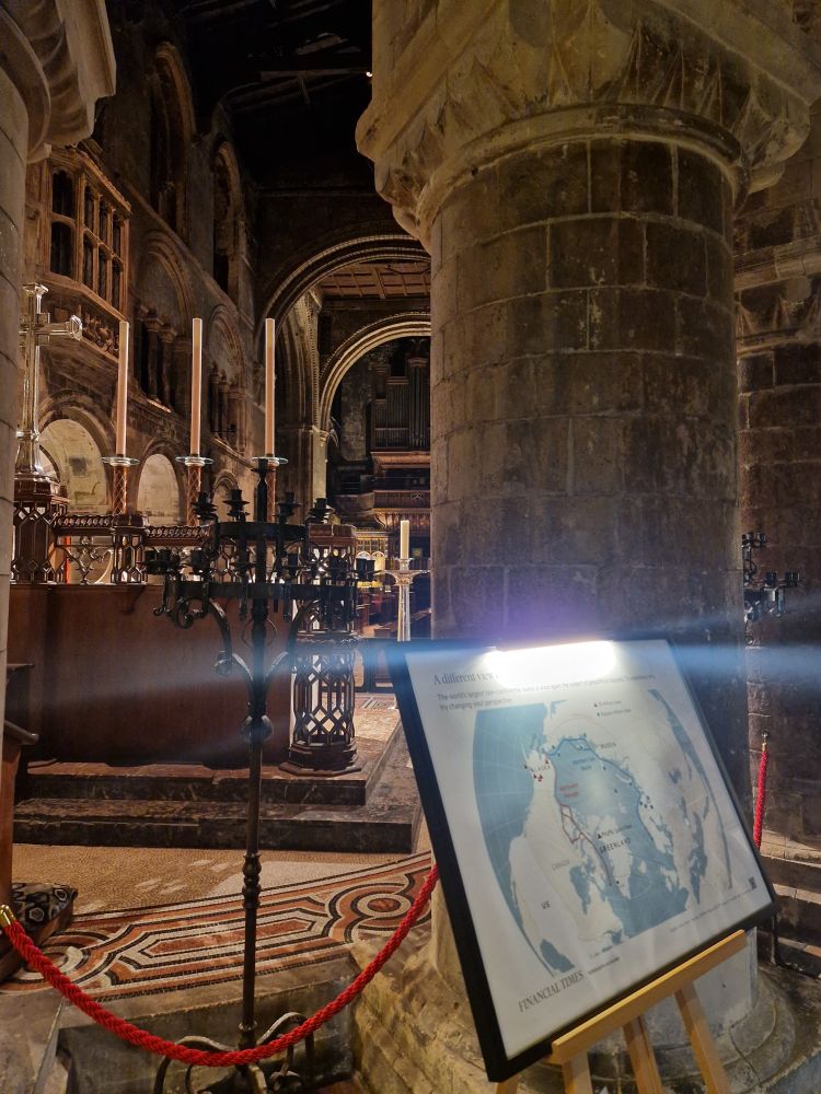 St Bartholomew the Great with a framed chart
