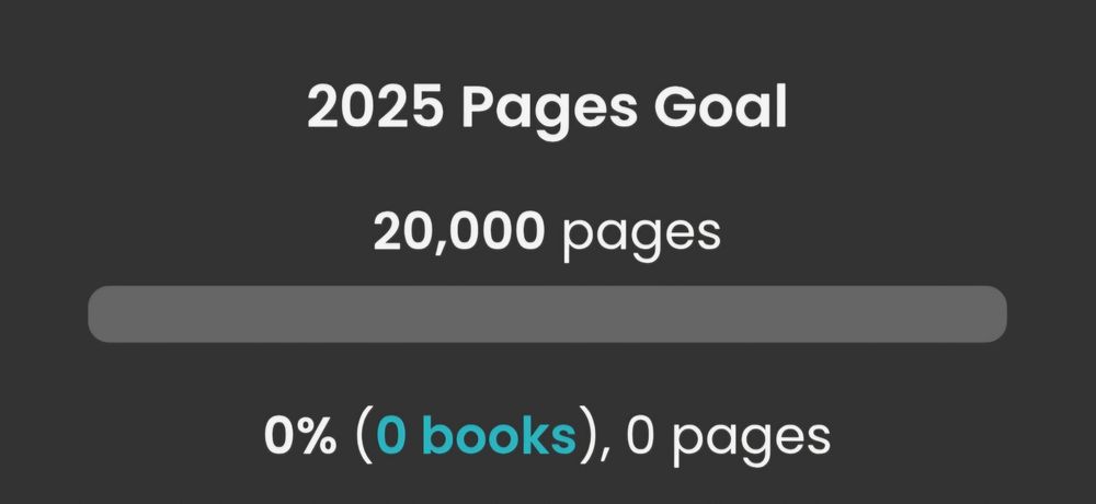 Storygraph 2025 pages goal, set to 20,000 pages at 0% completion