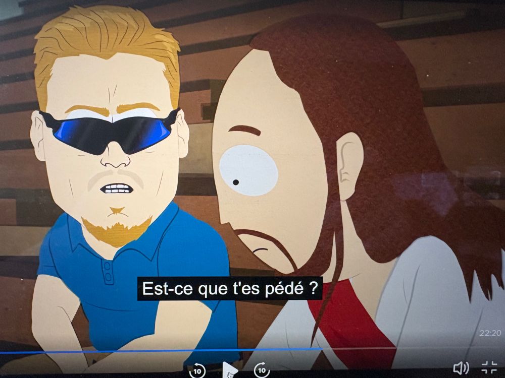 Le principal demande à Jésus s’il est pédé puisqu’il a dit tout à l’heure que le plus important est de s’aimer et se respecter.