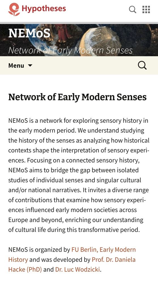 A screenshot from the frontpage of the blog nemos.hypotheses.org 