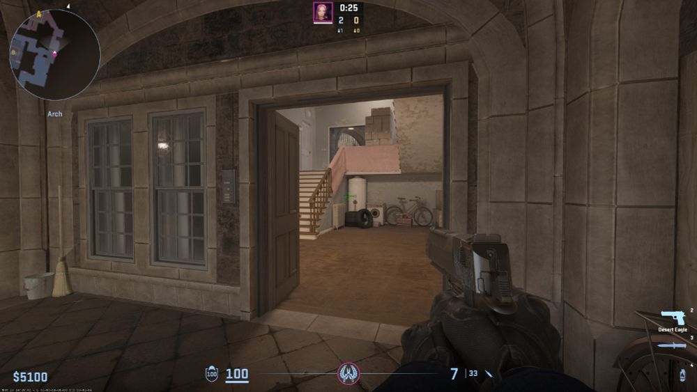 An unnerving unEdinburgh stairwell in a screenshot of Counter-Strike 2's de_edin map.