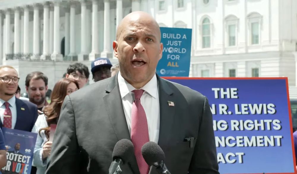 Sen. Booker at reintroduction of John Lewis Voting Rights Advancement Act
