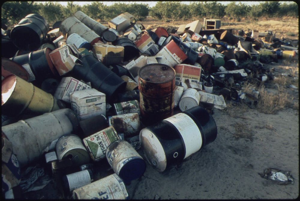 Discarded pesticide containers. U.S. National Archives photo. (Vice article)