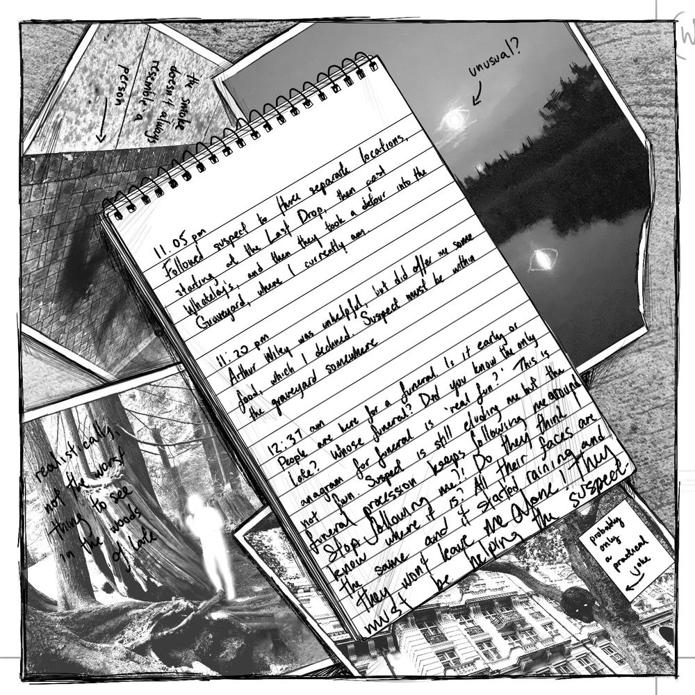 A notepad illustration Cael did fot DUSKHOLLOW