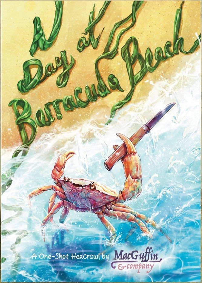 An awesome crab-with-a-knife cover Cael did for the zine A DAY AT BARRACUDA BEACH