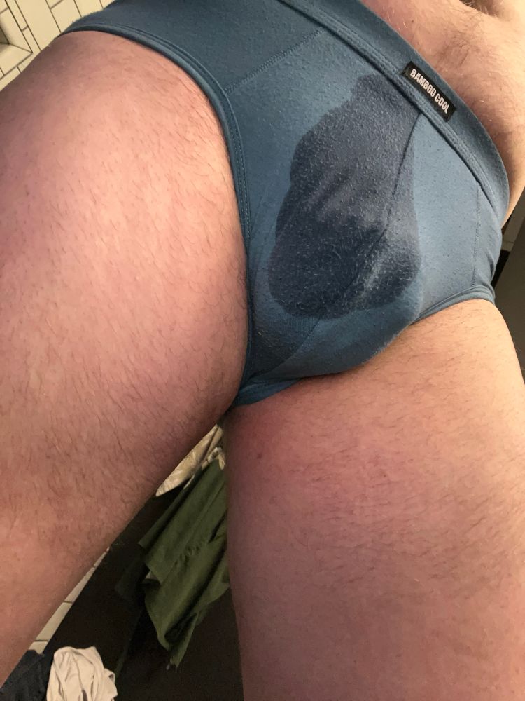 A man with a piss stain in his blue briefs because he couldn’t hold it during the elevator ride to his floor. 