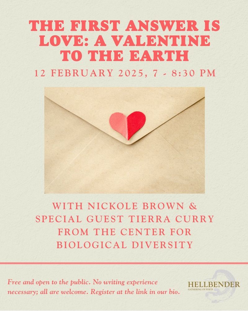 A description of an event that is free and open to the public: The First Answer is Love: A Valentine to the Earth. The event is on February 12 and the link is in the post. 