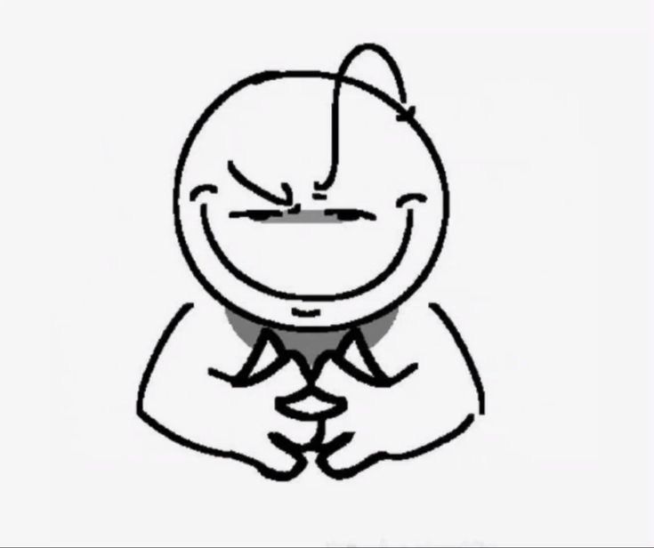 a meme of a black and white figure looking mischievous 